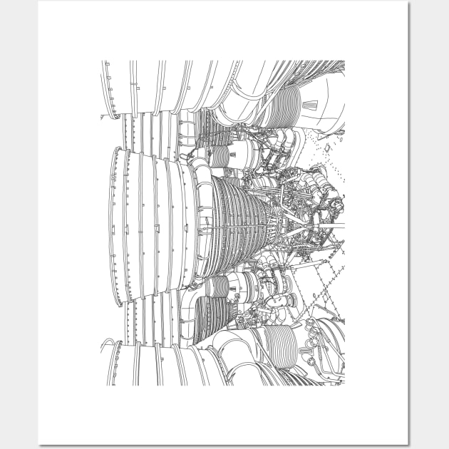 Apollo Rocket Booster - Line Art Wall Art by lamaisondulapino